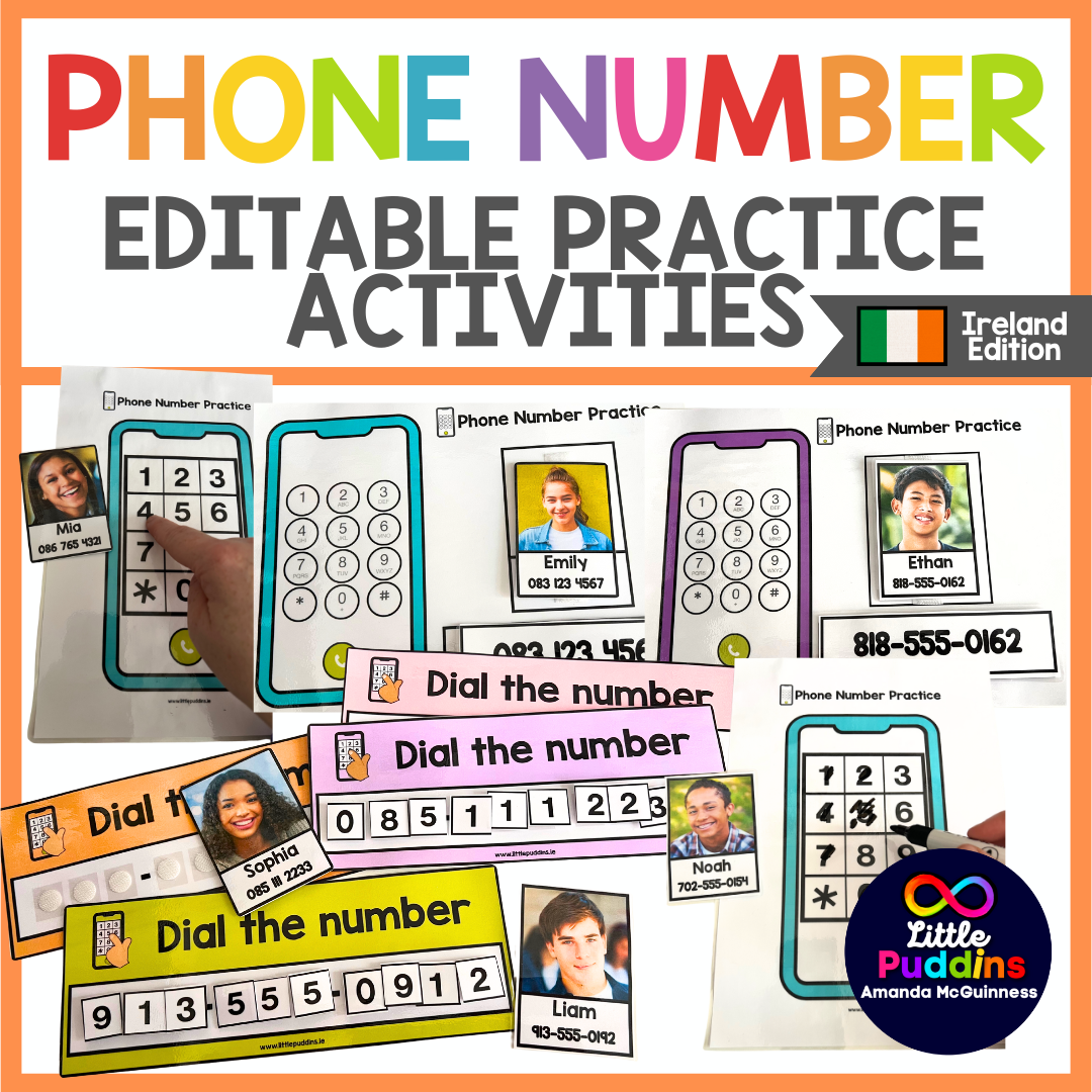 Autism Phone Number Practice Bumper Set for Life Skills Safety Ireland Numbers