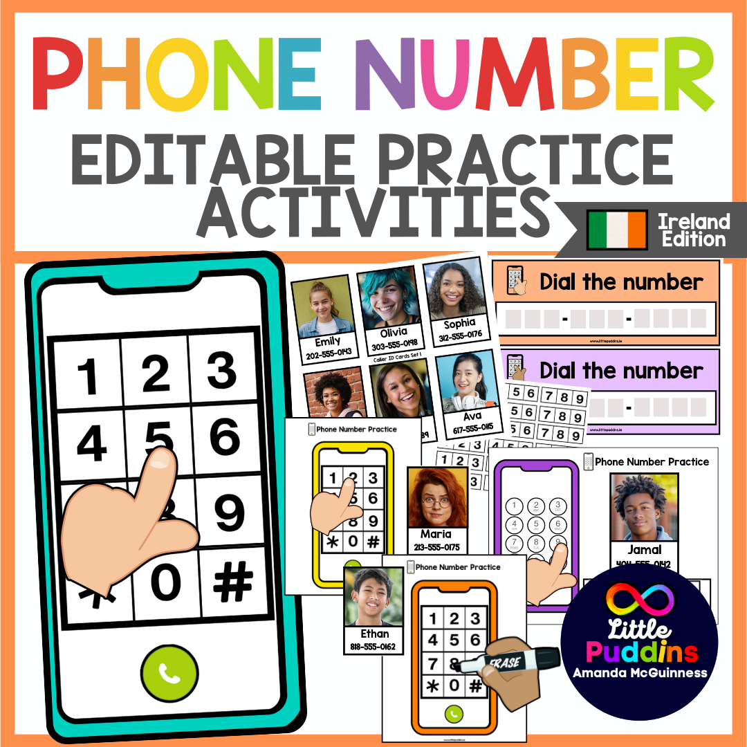 Autism Phone Number Practice Bumper Set for Life Skills Safety Ireland Numbers