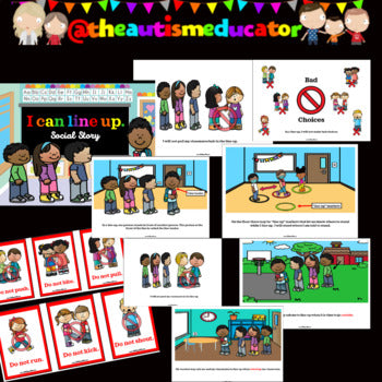 I can line - Social Story & Behaviour Prompt Cards