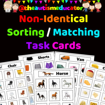 Non Identical Match and Sort Task Cards