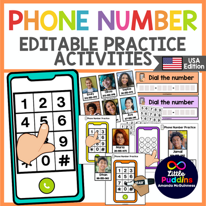 Autism Phone Number Practice Bumper Set  for Life Skills Safety American Numbers