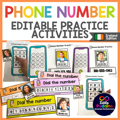 Autism Phone Number Practice Bumper Set  for Life Skills Safety Ireland Numbers